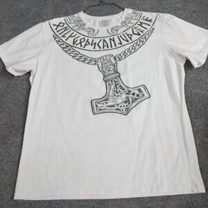 Thor's Hammer Mens T-shirt 3XL White Mjolnir Runes Hardcore Training Made in USA